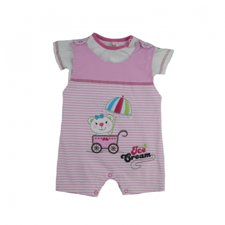Compleuri fete de vara - Compleu 2 piese de vara pentru fete Koala Ice Cream 04-370_68 cm, Roz
