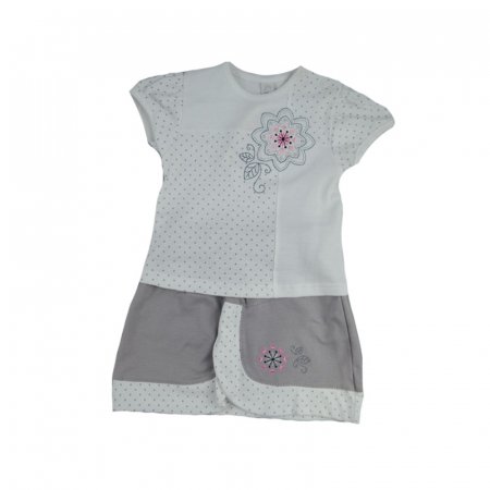 Compleuri fete de vara - Compleu 2 piese de vara pentru fete Koala Pralinka 04-096A_62 cm, Alb