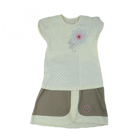 Compleuri fete de vara - Compleu 2 piese de vara pentru fete Koala Pralinka 04-097_68 cm, Crem