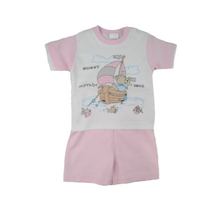 Compleuri fete de vara - Compleu 2 piese de vara pentru fete Mini Junior 25-12R_80 cm, Roz