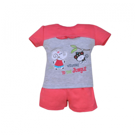 Compleuri fete de vara - Compleu 2 piese de vara pentru fete Koala Jungle 04-084CR_68 cm, Roz