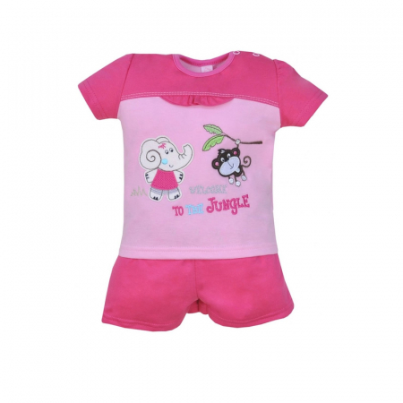 Compleuri fete de vara - Compleu 2 piese de vara pentru fete Koala Jungle 04-084FR_68 cm, Fucsia