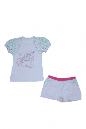 Compleuri fete de vara - Compleu 2 piese pentru fete Sevim 5056-R-116, Roz