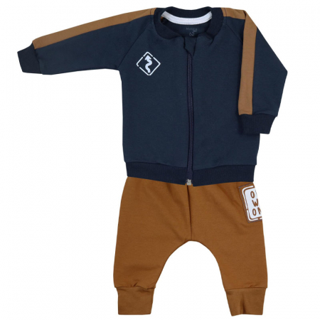 Compleuri baieti maneca lunga - Compleu 2 piese hanorac si pantaloni lungi pentru baieti One Way Only Koala 08-966, Bleumarin