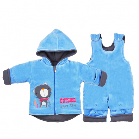Compleuri baieti maneca lunga - Compleu 2 piese iarna baieti Koala Super Time 3053-68-cm, Albastru