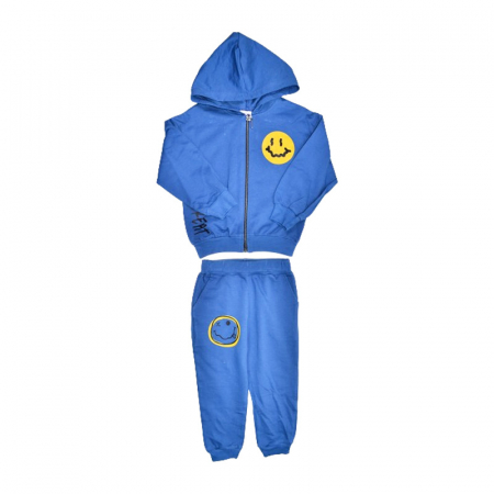 Compleuri baieti maneca lunga - Compleu 2 piese pantaloni lungi si jacheta cu fermoar pentru baieti Mini Junior COMP-TRMJ3, Albastru