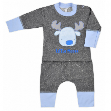 Compleuri baieti maneca lunga - Compleu 2 piese pantaloni si bluza pentru baieti Koala Little Moose 05-828-80-cm, Gri