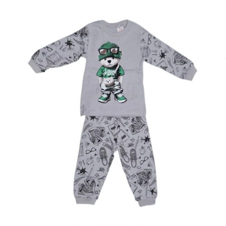 Pijamale - Pijama 2 piese pantaloni si bluza pentru baieti Mini Junior CMP-1446, Gri