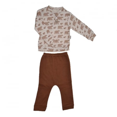 Compleuri baieti maneca lunga - Compleu 2 piese pantaloni si bluza pentru baieti Mini Junior CMPMJ-1, Maro
