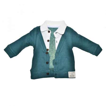 Compleu 3 piese pantaloni, papion si cardigan pentru baieti Mini Junior COMP-MJ17, Verde [2]
