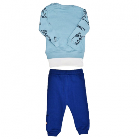 Compleu 2 piese pantaloni si bluza pentru baieti Mini Junior COMP-MJ35, Albastru [1]