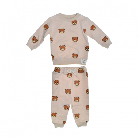Compleuri baieti maneca lunga - Compleu 2 piese pantaloni si bluza pentru baieti Mini Junior SETMJ-29, Crem
