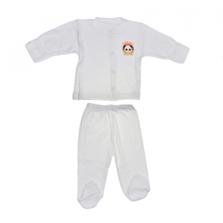 Compleuri baieti maneca lunga - Compleu 2 piese pantaloni si bluza pentru baieti Mini Junior CMPMJ-115-1, Alb
