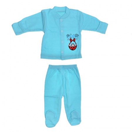 Compleuri  fete maneca lunga - Compleu 2 piese pantaloni si bluza pentru bebelusi Mini Junior CMPMJ-115-4, Turcoaz
