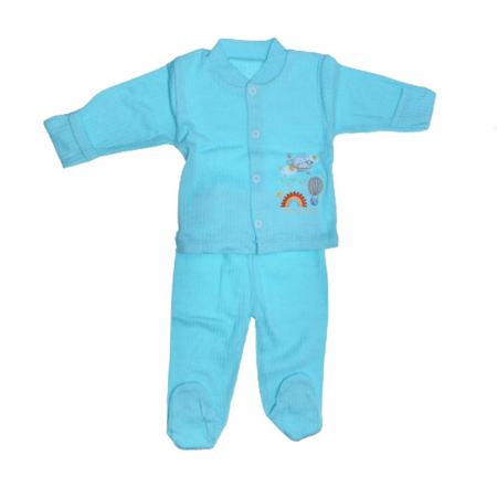 Compleuri baieti maneca lunga - Compleu 2 piese pantaloni si bluza pentru bebelusi Mini Junior CMPMJ-115-5, Turcoaz