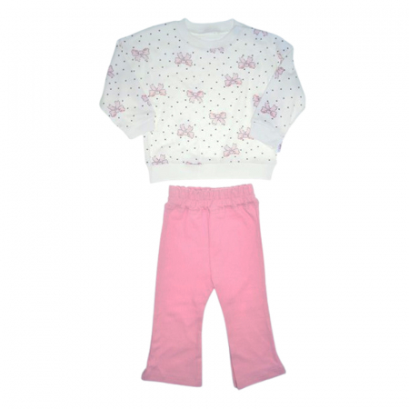 Compleuri  fete maneca lunga - Compleu 2 piese, pantaloni si bluza pentru fete, Mini Junior 9164FR, Roz