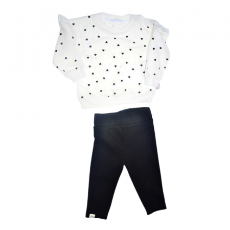 Compleuri  fete maneca lunga - Compleu 2 piese, pantaloni si bluza pentru fete, Mini Junior 9193FN, Negru