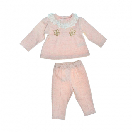 Compleuri  fete maneca lunga - Compleu 2 piese pantaloni si bluza pentru fete Mini Junior, COMP-2304-R, Roz