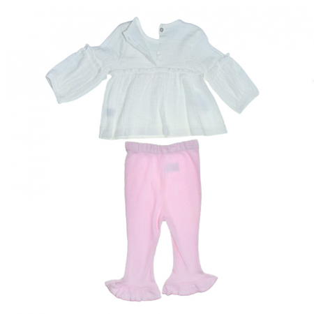 Compleu 2 piese pantaloni si bluza pentru fete Mini Junior COMP-782, Alb [1]