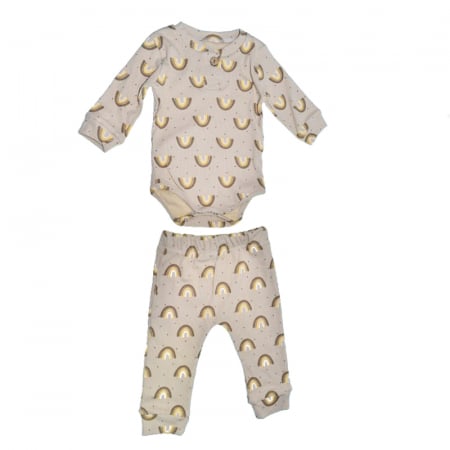 Compleuri baieti maneca lunga - Compleu 2 piese pantaloni si body pentru baieti Mini Junior COMP-MJ22, Gri
