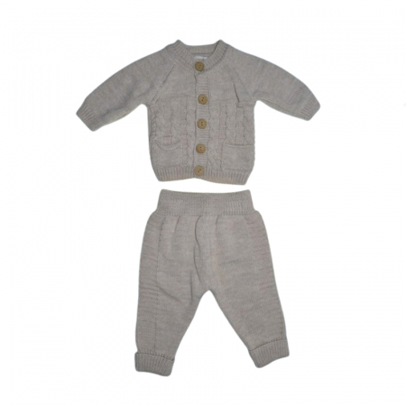 Compleuri baieti maneca lunga - Compleu 2 piese pantaloni si cardigan pentru baieti Mini Junior CMP-304, Bej