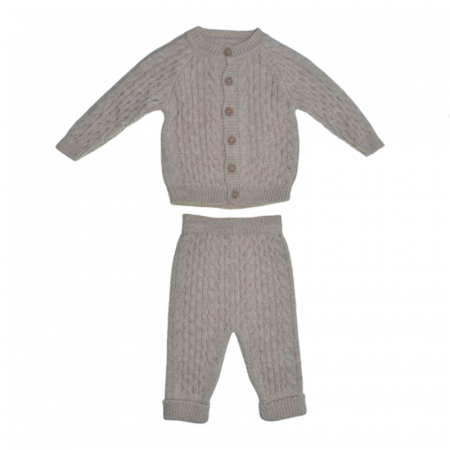 Compleuri baieti maneca lunga - Compleu 2 piese pantaloni si cardigan pentru baieti Mini Junior COMP-7806, Bej