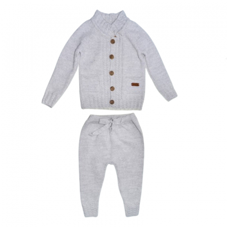 Compleuri baieti maneca lunga - Compleu 2 piese pantaloni si cardigan pentru baieti Mini Junior SETMJ-36, Gri