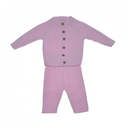 Compleuri  fete maneca lunga - Compleu 2 piese pantaloni si cardigan pentru fete Mini Junior COMP-7806R, Roz