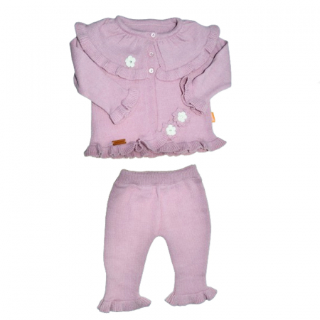 Compleuri  fete maneca lunga - Compleu 2 piese pantaloni si cardigan pentru fete Mini Junior COMP-MJ1101, Roz