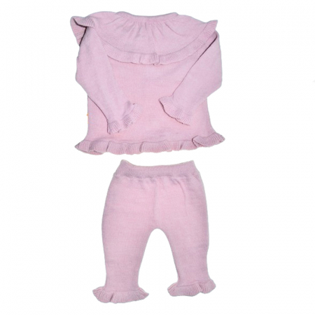 Compleu 2 piese pantaloni si cardigan pentru fete Mini Junior COMP-MJ1101, Roz [1]