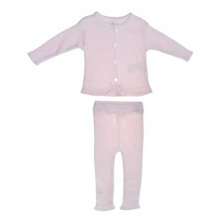 Compleuri  fete maneca lunga - Compleu 2 piese pantaloni si cardigan pentru fete Mini Junior SETMJ-33, Roz