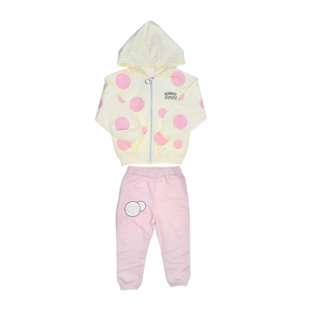 Compleuri  fete maneca lunga - Compleu 2 piese pantaloni si jacheta cu fermoar pentru fete Mini Junior COMP-3509, Roz