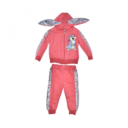 Compleuri  fete maneca lunga - Compleu 2 piese pantaloni si jacheta cu fermoar pentru fete Mini Junior COMP-TRMJ1, Coral