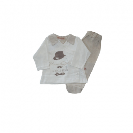 Compleuri baieti maneca lunga - Compleu 2 piese pentru baieti Cassiope 473127-74, Crem
