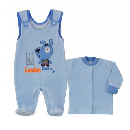 Compleuri baieti maneca lunga - Compleu 2 piese pentru baieti Koala Dookola Swiata 05-091 05-091 AL1-68-cm, Albastru