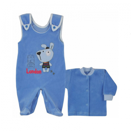 Compleuri baieti maneca lunga - Compleu 2 piese pentru baieti Koala Dookola Swiata 05-091AL-80-cm, Albastru