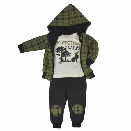 Compleuri baieti maneca lunga - Compleu 3 piese pentru baieti Koala Wild Nature 09-197, Verde