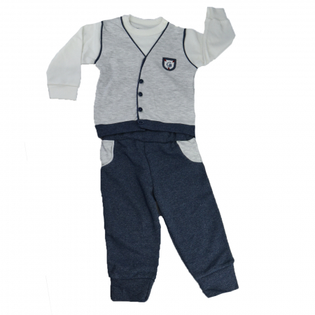 Compleuri baieti maneca lunga - Compleu 2 piese pentru baieti Mini Junior BBW-35-56, Gri