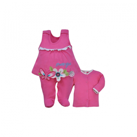 Compleuri  fete maneca lunga - Compleu 2 piese salopeta si bluza pentru fete Koala Rusalka 03-829F-80 cm, Fucsia