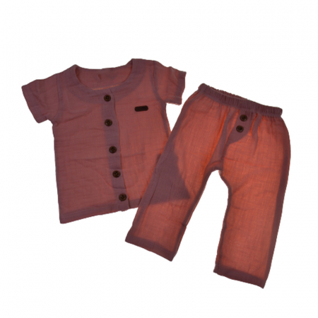 Compleuri fete de vara - Compleu 2 piese pentru fete bluza si pantaloni  DALEEN 02-2023, Coral