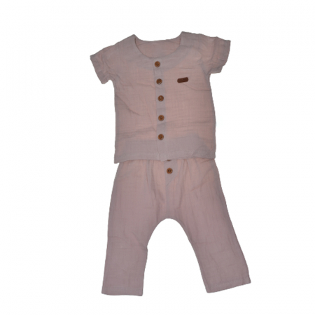 Compleuri fete de vara - Compleu 2 piese pentru fete bluza si pantaloni  DALEEN 02-2023R, Roz