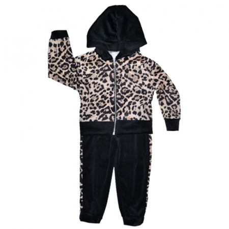 Compleuri  fete maneca lunga - Trening 2 piese din catifea pentru fete Lucky Girl 5070, Negru