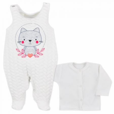 Compleuri  fete maneca lunga - Compleu 2 piese pentru fete Koala Psotka 05-694A-68-cm, Alb