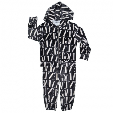 Compleuri  fete maneca lunga - Trening 2 piese din catifea pentru fete Lucky Girl 5070N, Negru
