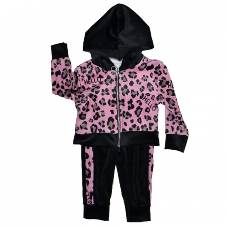 Compleuri  fete maneca lunga - Trening 2 piese din catifea pentru fete Lucky Girl 5070F, Fucsia