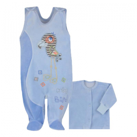 Compleuri baieti maneca lunga - Compleu 2 piese salopeta si bluza copii Koala 2627-AL1-74-cm, Albastru