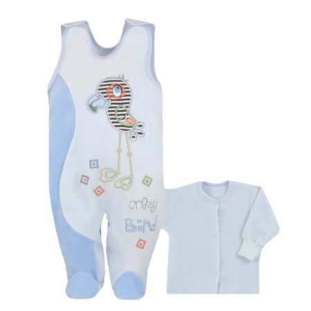 Compleuri baieti maneca lunga - Compleu 2 piese salopeta si bluza copii Koala 2628-AL-80-cm, Albastru