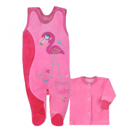 Compleuri  fete maneca lunga - Compleu 2 piese salopeta si bluza copii Koala 2628-F-80-cm, Fucsia