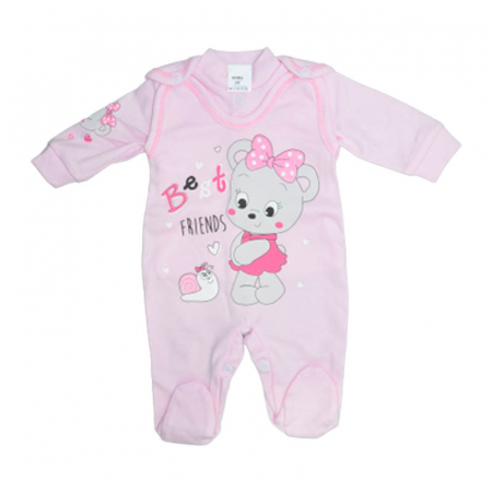 Compleuri  fete maneca lunga - Compleu 2 piese salopeta si bluza pentru fete GAMA 714079-R, Roz