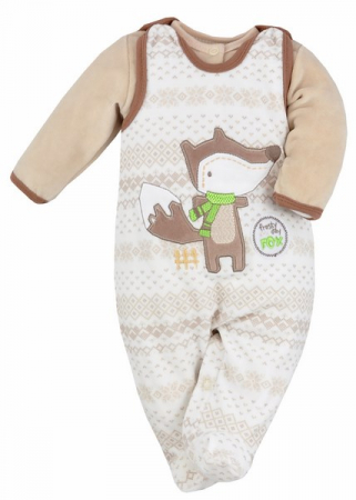 Compleuri baieti maneca lunga - Compleu 2 piese salopeta si bluza pentru baieti Koala Fox 04-501MA-80, Crem